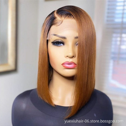 wholesale Free Sample  Human Hair Lace Front Closure Short Bob Wig Colored 613 Blonde Human Hair Vendor Bob Wigs